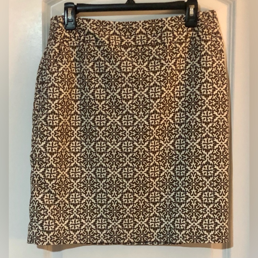 Rafaella Brown and Cream Patterned Pencil Skirt
